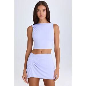 NWT Oh Polly Coda Draped Ruched A-Line Mini Skirt Soft Lilac Women's Size US 10